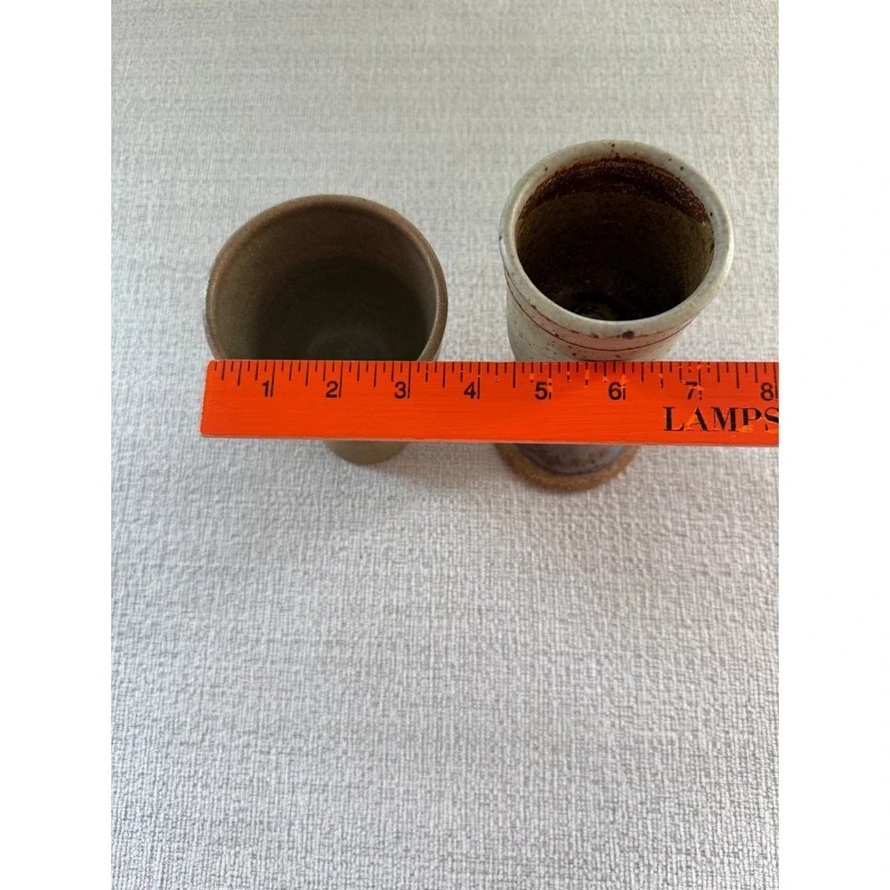 Vintage Stewartson Studio Art Pottery Wine Goblets Chalice Set of 2 MCM Signed